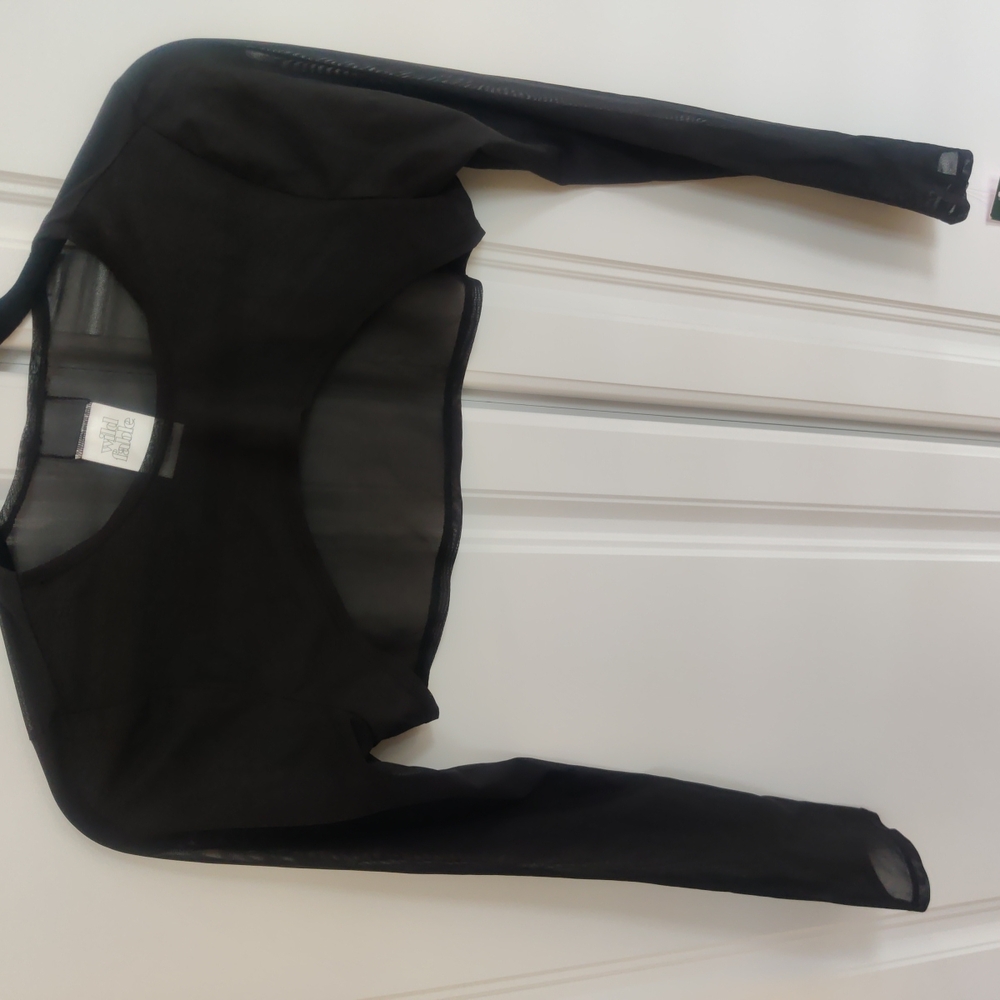 NWT Black Sheer Long Sleeve Crop Top